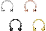 Titan Hufeisen eingefasste Kristalle Ring Barbell piercinginspiration®