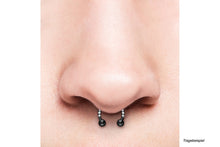 Laden Sie das Bild in den Galerie-Viewer, Titan Hufeisen eingefasste Kristalle Ring Barbell piercinginspiration®
