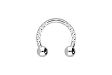 Laden Sie das Bild in den Galerie-Viewer, Titan Hufeisen eingefasste Kristalle Ring Barbell piercinginspiration®