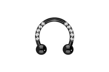Laden Sie das Bild in den Galerie-Viewer, Titan Hufeisen eingefasste Kristalle Ring Barbell piercinginspiration®