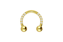 Laden Sie das Bild in den Galerie-Viewer, Titan Hufeisen eingefasste Kristalle Ring Barbell piercinginspiration®