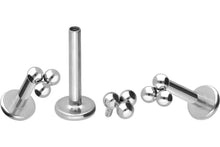 Laden Sie das Bild in den Galerie-Viewer, Titan Innengewinde Labret 3 Kugeln Blume Ohrpiercing piercinginspiration®