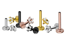 Laden Sie das Bild in den Galerie-Viewer, Titan Innengewinde Labret 5 Kristalle Blume Ohrpiercing piercinginspiration®