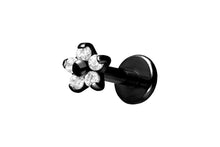 Laden Sie das Bild in den Galerie-Viewer, Titan Innengewinde Labret 5 Kristalle Blume Ohrpiercing piercinginspiration®
