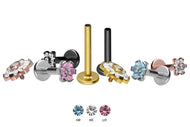 Titan Innengewinde Labret 7 Kristalle Blume Ohrpiercing piercinginspiration®