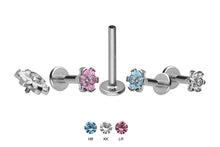 Laden Sie das Bild in den Galerie-Viewer, Titan Innengewinde Labret 7 Kristalle Blume Ohrpiercing piercinginspiration®