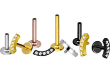 Laden Sie das Bild in den Galerie-Viewer, Titan Innengewinde Labret Bogen 5 Kristalle Ohrpiercing piercinginspiration®