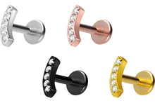 Laden Sie das Bild in den Galerie-Viewer, Titan Innengewinde Labret Bogen 5 Kristalle Ohrpiercing piercinginspiration®