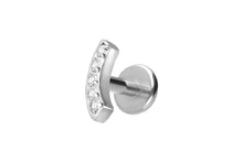 Laden Sie das Bild in den Galerie-Viewer, Titan Innengewinde Labret Bogen 5 Kristalle Ohrpiercing piercinginspiration®