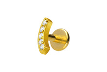 Laden Sie das Bild in den Galerie-Viewer, Titan Innengewinde Labret Bogen 5 Kristalle Ohrpiercing piercinginspiration®