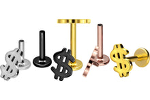 Laden Sie das Bild in den Galerie-Viewer, Titan Innengewinde Labret US Dollar Ohrpiercing piercinginspiration®