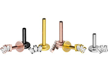 Laden Sie das Bild in den Galerie-Viewer, Titan 3 Kristalle Tropfen Innengewinde Labret Ohrpiercing piercinginspiration®