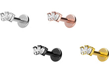 Laden Sie das Bild in den Galerie-Viewer, Titan 3 Kristalle Tropfen Innengewinde Labret Ohrpiercing piercinginspiration®