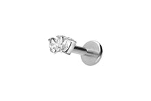 Laden Sie das Bild in den Galerie-Viewer, Titan 3 Kristalle Tropfen Innengewinde Labret Ohrpiercing piercinginspiration®