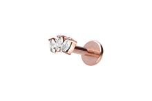 Laden Sie das Bild in den Galerie-Viewer, Titan 3 Kristalle Tropfen Innengewinde Labret Ohrpiercing piercinginspiration®