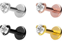 Laden Sie das Bild in den Galerie-Viewer, Titan Innengewinde Eingefasster Kristall Rund Labret Ohrpiercing piercinginspiration®