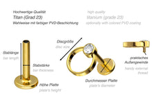 Laden Sie das Bild in den Galerie-Viewer, Titan Kristall Klemmkugelring Innengewinde Labret Ohrpiercing piercinginspiration®