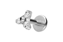 Laden Sie das Bild in den Galerie-Viewer, Titan Innengewinde Labret 3 Kristalle Blume Ohrpiercing piercinginspiration®