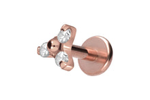 Laden Sie das Bild in den Galerie-Viewer, Titan Innengewinde Labret 3 Kristalle Blume Ohrpiercing piercinginspiration®
