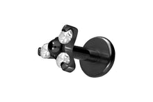 Laden Sie das Bild in den Galerie-Viewer, Titan Innengewinde Labret 3 Kristalle Blume Ohrpiercing piercinginspiration®