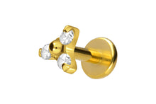 Laden Sie das Bild in den Galerie-Viewer, Titan Innengewinde Labret 3 Kristalle Blume Ohrpiercing piercinginspiration®