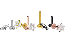 Laden Sie das Bild in den Galerie-Viewer, Titan Blume Innengewinde Labret Kristallblume Ohrpiercing piercinginspiration®