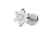 Laden Sie das Bild in den Galerie-Viewer, Titan Blume Innengewinde Labret Kristallblume Ohrpiercing piercinginspiration®
