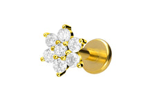 Laden Sie das Bild in den Galerie-Viewer, Titan Blume Innengewinde Labret Kristallblume Ohrpiercing piercinginspiration®