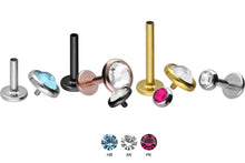 Laden Sie das Bild in den Galerie-Viewer, Titan Innengewinde Labret Kristalle Flache Disc Ohrpiercing piercinginspiration®