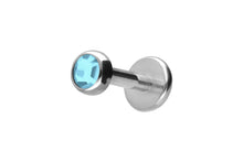 Laden Sie das Bild in den Galerie-Viewer, Titan Innengewinde Labret Kristalle Flache Disc Ohrpiercing piercinginspiration®