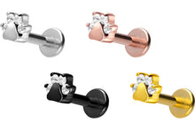 Laden Sie das Bild in den Galerie-Viewer, Titan Innengewinde Labret Kristall Hundepfote Pfote Barbell Ohrpiercing piercinginspiration®