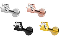 Titan Innengewinde Labret Kristall Hundepfote Pfote Barbell Ohrpiercing piercinginspiration®