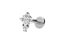 Laden Sie das Bild in den Galerie-Viewer, Titan Innengewinde Labret Kristalltropfen 3 Kristalle Ohrpiercing Platte Flach piercinginspiration®