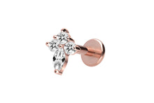 Laden Sie das Bild in den Galerie-Viewer, Titan Innengewinde Labret Kristalltropfen 3 Kristalle Ohrpiercing Platte Flach piercinginspiration®