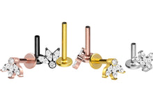 Laden Sie das Bild in den Galerie-Viewer, Titan Lotus Blume Kristalle Innengewinde Labret Ohrpiercing piercinginspiration®