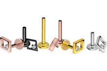 Laden Sie das Bild in den Galerie-Viewer, Titan Innengewinde Labret Kristall Raute Barbell Innengewinde Ohrpiercing piercinginspiration®