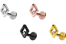 Laden Sie das Bild in den Galerie-Viewer, Titan Innengewinde Labret Kristall Raute Barbell Innengewinde Ohrpiercing piercinginspiration®