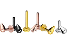 Laden Sie das Bild in den Galerie-Viewer, Titan Tropfen Innengewinde Labret Kristall Barbell Innengewinde Ohrpiercing piercinginspiration®