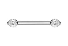 Laden Sie das Bild in den Galerie-Viewer, Titan Innengewinde Kristalltropfen Nippelpiercing piercinginspiration®