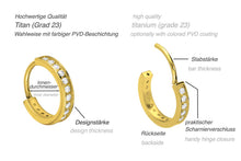 Laden Sie das Bild in den Galerie-Viewer, Titan Kreolen Clicker Ring Kristalle Ohrstecker Paar Breit Ohrringe piercinginspiration®