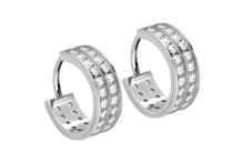 Laden Sie das Bild in den Galerie-Viewer, Titan Kreolen Clicker Ring Kristalle Ohrstecker Paar Breit Ohrringe piercinginspiration®