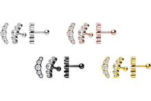 Laden Sie das Bild in den Galerie-Viewer, Titan 5 Kugeln Kristalle Ohrstecker Ohrpiercing piercinginspiration®