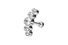 Laden Sie das Bild in den Galerie-Viewer, Titan 5 Kugeln Kristalle Ohrstecker Ohrpiercing piercinginspiration®