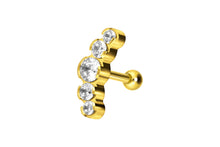 Laden Sie das Bild in den Galerie-Viewer, Titan 5 Kugeln Kristalle Ohrstecker Ohrpiercing piercinginspiration®