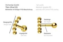 Laden Sie das Bild in den Galerie-Viewer, Titan 5 Kugeln Ohrstecker Ohrpiercing piercinginspiration®