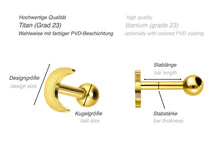Laden Sie das Bild in den Galerie-Viewer, Titan Mond Halbmond Ohrstecker Ohrpiercing piercinginspiration®
