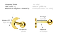Titan Mond Halbmond Ohrstecker Ohrpiercing piercinginspiration®