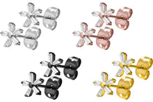 Laden Sie das Bild in den Galerie-Viewer, Titan 5 Kristalle Baguette Blume Ohrstecker Ohrringe Paar piercinginspiration®