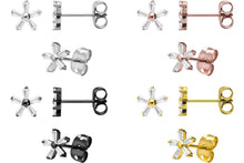 Laden Sie das Bild in den Galerie-Viewer, Titan 5 Kristalle Baguette Blume Ohrstecker Ohrringe Paar piercinginspiration®