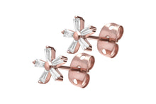 Laden Sie das Bild in den Galerie-Viewer, Titan 5 Kristalle Baguette Blume Ohrstecker Ohrringe Paar piercinginspiration®